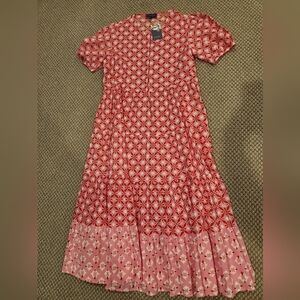 Ro's Garden red/pink geometric Maxi Dress Sz LARGE NWT